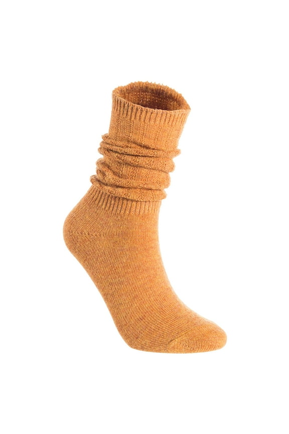 Cute Women's 1 Pair Wool Crew Socks, HR1764, Size 6-9, Color Mustard