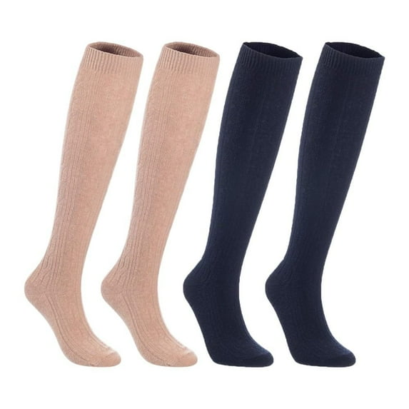 Lian LifeStyle Exceptional 4 Pairs Women's Knee High Wool Boot Socks Non-Slip, Cozy, and Cool HR158121 Size 6-9 Assorted Colors