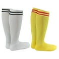 thumbnail image 1 of Lian LifeStyle Exceptional Girl's 2 Pair's Knee High Sports Socks for Soccer, Softball, Baseball, and Many Other Sports XL002 Size M, White, Yellow, 1 of 1