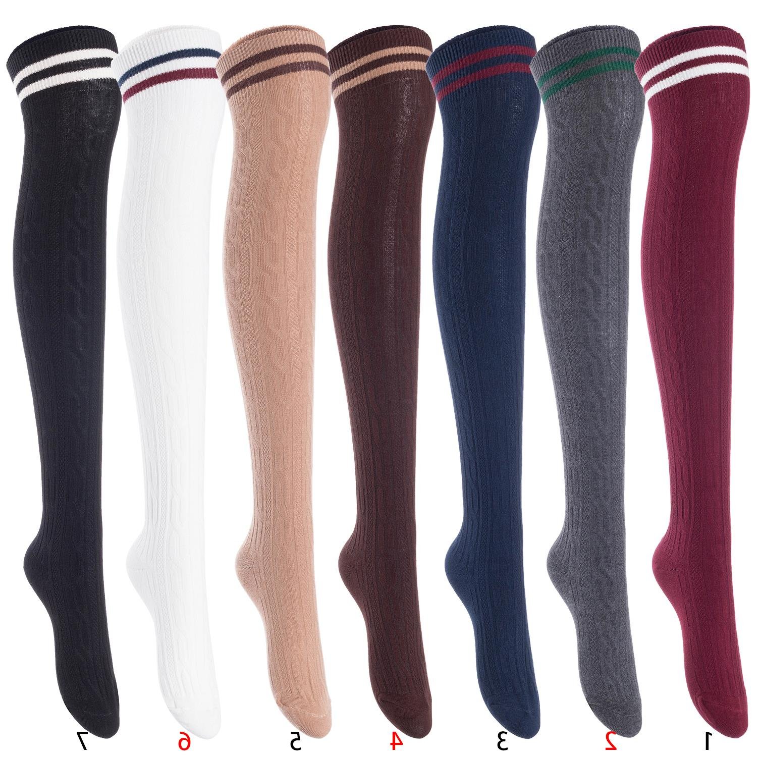 Lian LifeStyle Exquisite Big Girl's Women's 5 Pairs Thigh High Cotton ...