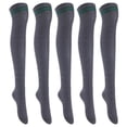 thumbnail image 1 of Lian LifeStyle Exquisite Big Girl's Women's 5 Pairs Thigh High Cotton Socks. Female Socks in Vibrant Colors Size 6-9 L1023Dark Grey, 1 of 1