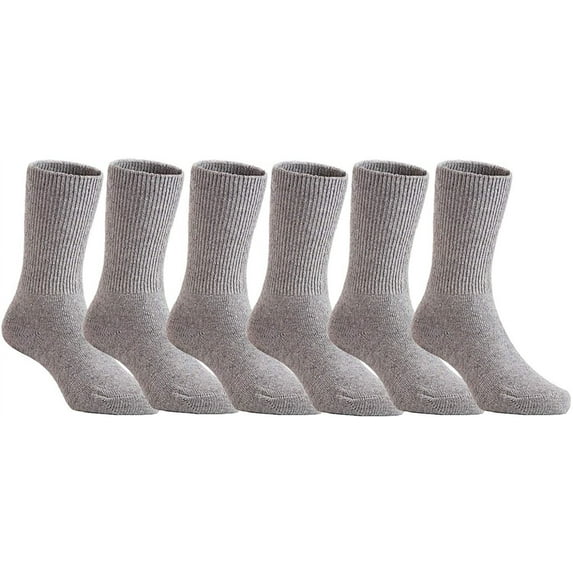 Lian LifeStyle Fantastic Children 6 Pairs Wool Crew Socks , Soft, Adorable, And Durable CGF Plain Color Size (L)4Y-6Y (Gray)