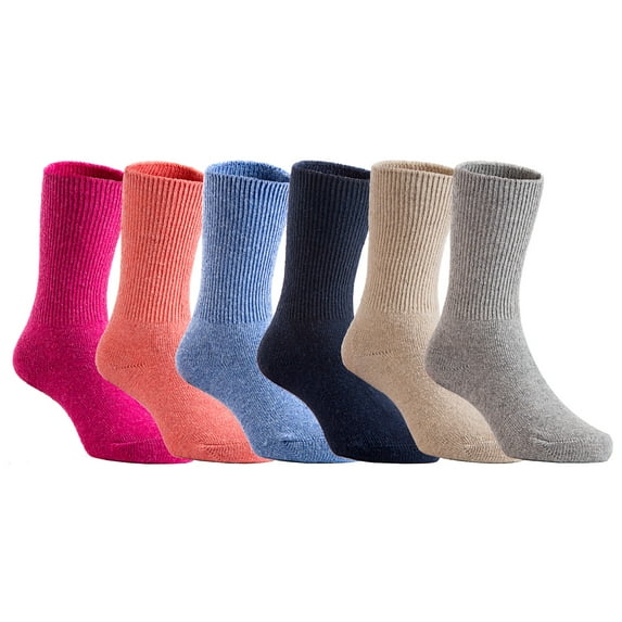 Lian LifeStyle Fantastic Children 6 Pairs Wool Crew Socks , Soft, Adorable, And Durable CGF Plain Color Size (S) 0M-1Y (Navy)