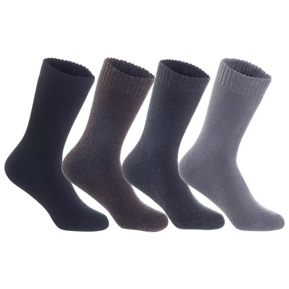 Lian LifeStyle Fantastic Children's 4 Pairs Wool Crew Socks Super Comfortable, Soft, and Durable LK0601 Size 9Y-11Y (Black,Coffee,Dark Grey,Grey)