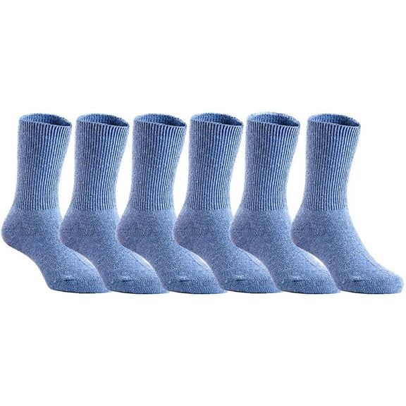 Lian LifeStyle Fantastic, Super Comfortable Children's 6 Pairs Pack Wool Blend Crew Socks Soft, Adorable & Durable Plain Size 0M-1Y Blue