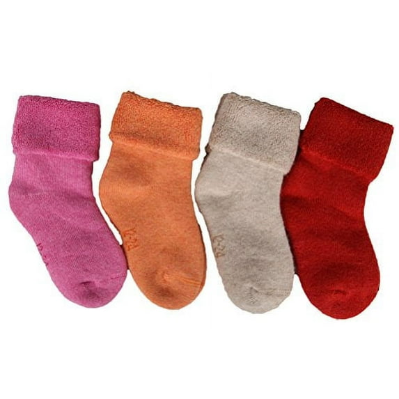Lian LifeStyle Girl's 4 Pairs Pack Socks Solid Color Size 12M-24M