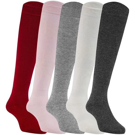 Lian LifeStyle Girl's 5 Pairs Breathable Knee High Cotton Socks Great Party Gift Idea for any Holiday: Easter/Christmas Size 0Y-1Y JH0505 (Assorted)