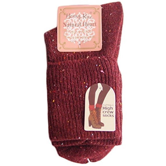 Lian LifeStyle Girl's 6 Pairs Wool Knee High Crew Socks Size 7-9 (Wine)