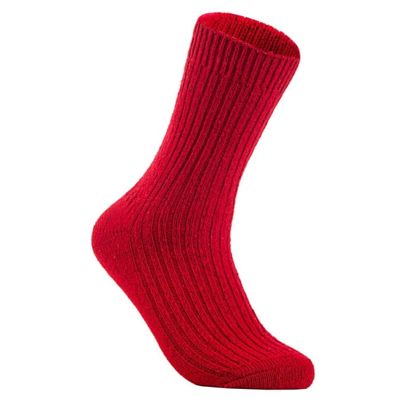Lian LifeStyle Gorgeous Big Girl's Women's 4 Pairs Wool Blend Crew Socks.Durable & Breathable Sleep, Hiking and Camping Socks FS03 Size 6-9 Red