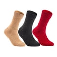 thumbnail image 1 of Lian LifeStyle Gorgeous Big Girls Women's 3 Pair Wool Crew Socks Size 6-9 FS03, Color Beige,Black,Red, 1 of 4