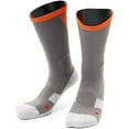 thumbnail image 1 of Lian LifeStyle Men's 1 Pair High Crew Athletic Sports Socks Size M XL0028-10Grey w/Orange Strip, 1 of 1