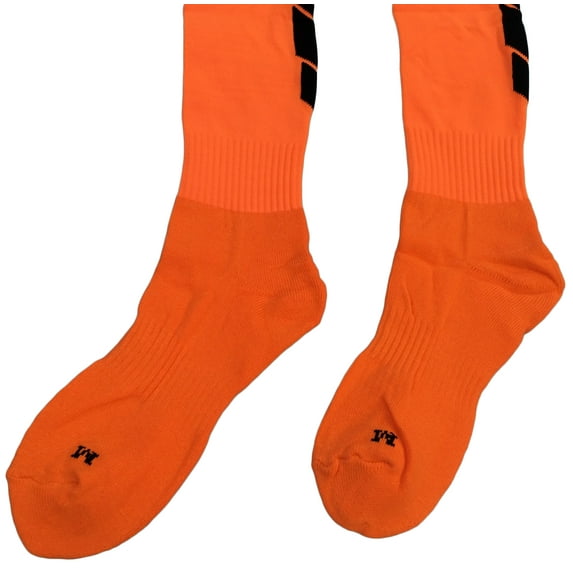 Lian LifeStyle Men's 1 Pair Knee High Athletic Sports Socks 0025 M(Orange w/ Black Stripes)