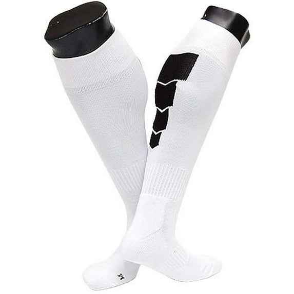 Lian LifeStyle Men's 1 Pair Knee High Athletic Sports Socks 0025 M(White w/ Black Stripes)