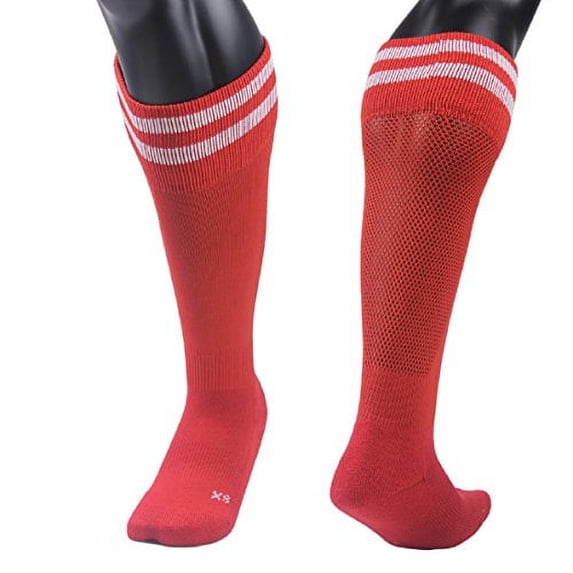 Lian LifeStyle Men's 1 Pair Knee Length Sports Socks for Baseball/Soccer/Lacrosse M(Red)