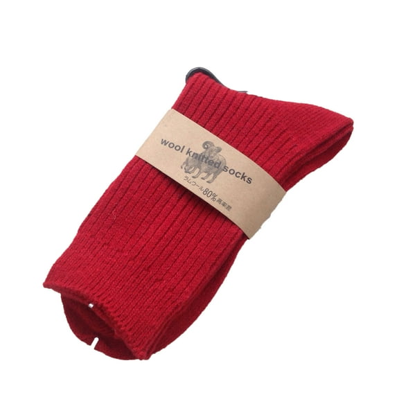 Lian LifeStyle Men's 1 Pair Knitted Wool Crew Socks One Size 7-9 (Red)