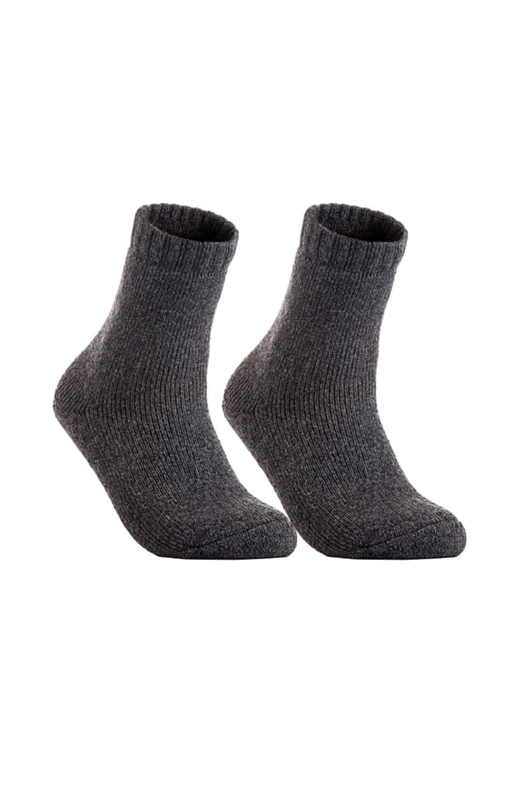 Lian LifeStyle Men's 2 Pairs Extra Thick Wool Socks Solid Size 7-11