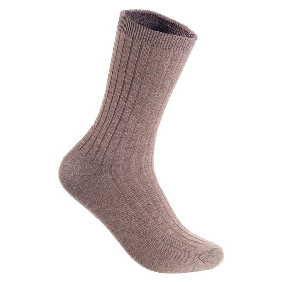 Lian LifeStyle Men's 3 Pairs High-Performance, Ultralight and Great Activewear for Fun Sports Wool Crew Socks HR1611 Size 6-9Beige