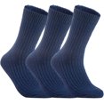 thumbnail image 1 of Lian LifeStyle Men's 3 Pairs High-Performance, Ultralight and Great Activewear for Fun Sports Wool Crew Socks Size 6-9 FS03 Navy Blue, 1 of 3