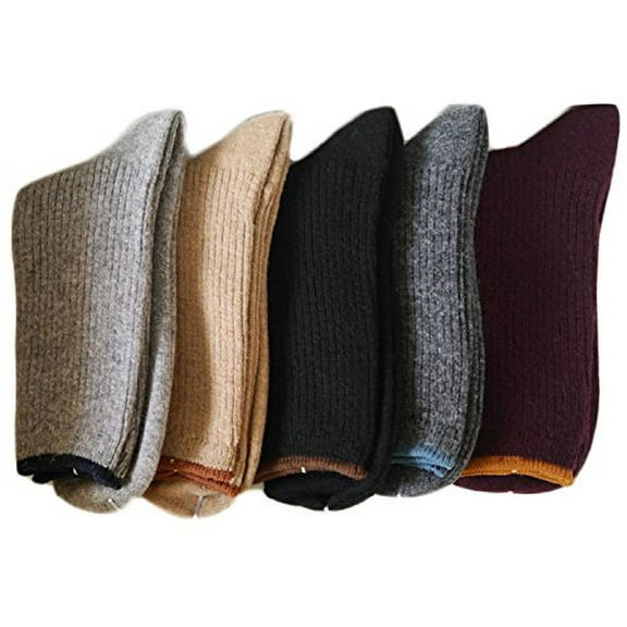 Lian LifeStyle Men's 4 Pairs Crew Socks Size 7-9 Casual 4(Beige)