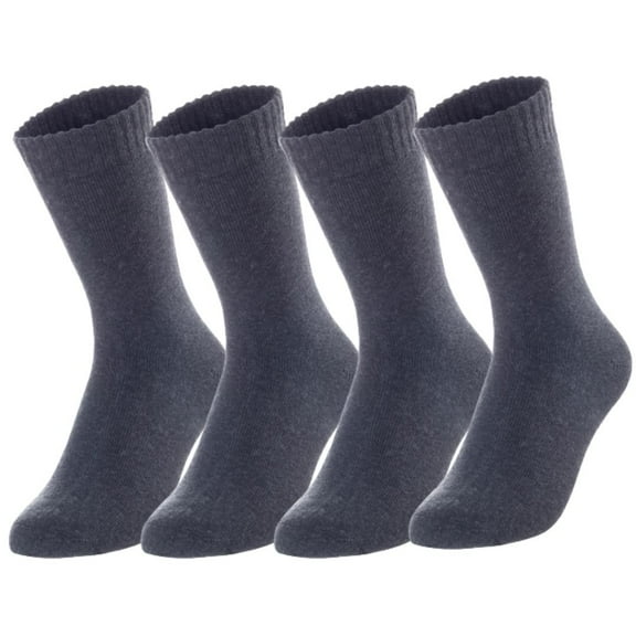 Lian LifeStyle Men's 4 Pairs Extra Thick Wool Blend Socks Plain Color Size 9-11(Dark Gray)