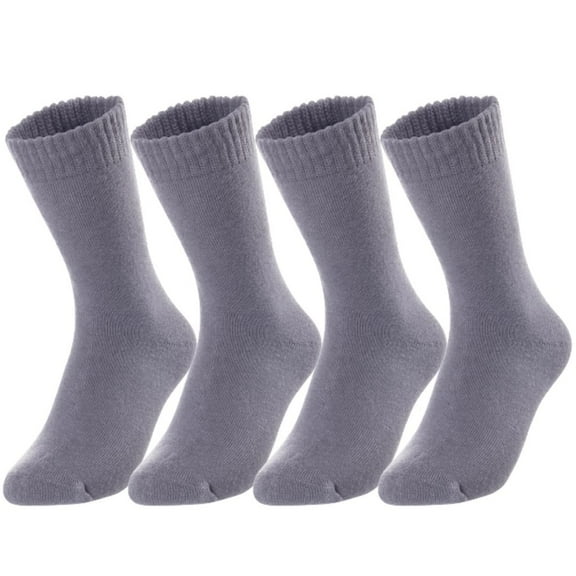 Lian LifeStyle Men's 4 Pairs Extra Thick Wool Blend Socks Plain Color Size 9-11(Gray)