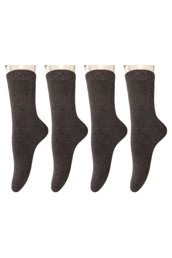 Men's 4 Pairs Great Activewear Wool Crew Socks For Fun Sports, All-Season and Weather LK1603 Size 6-9 (Coffee)