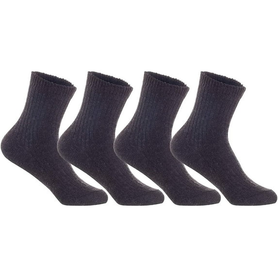 Lian LifeStyle Men's 4 Pairs Knitted Wool Blend Crew Socks LK08 Size Size 6-9 Coffee