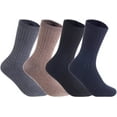 thumbnail image 1 of Lian LifeStyle Men's 6 Pairs Assorted Wool Blend Crew Socks Casual Solid Size 6-9(Random), 1 of 4