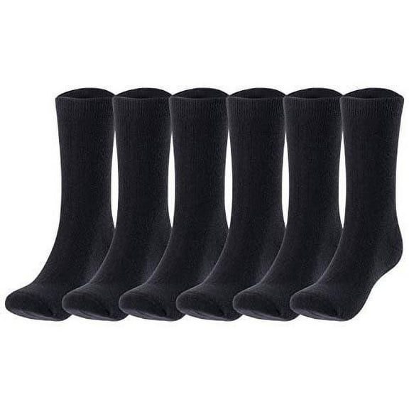 Lian LifeStyle Men's 6 Pairs Breathable Ultralight Wool Blend Crew Socks for All Season. High Performance & Extra ComfortableL-1802-M Black
