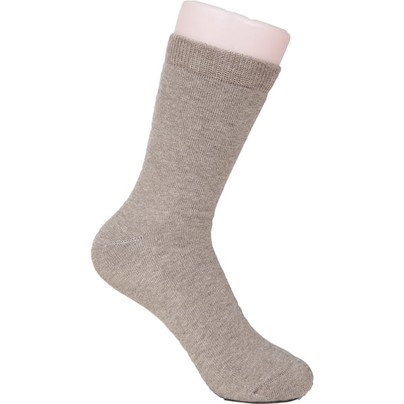 Lian LifeStyle Men's 6 Pairs Breathable Wool Crew Socks for All Season. High Performance and Extra Comfortable, Great Activewear for Sports Plain Color Medium Tan