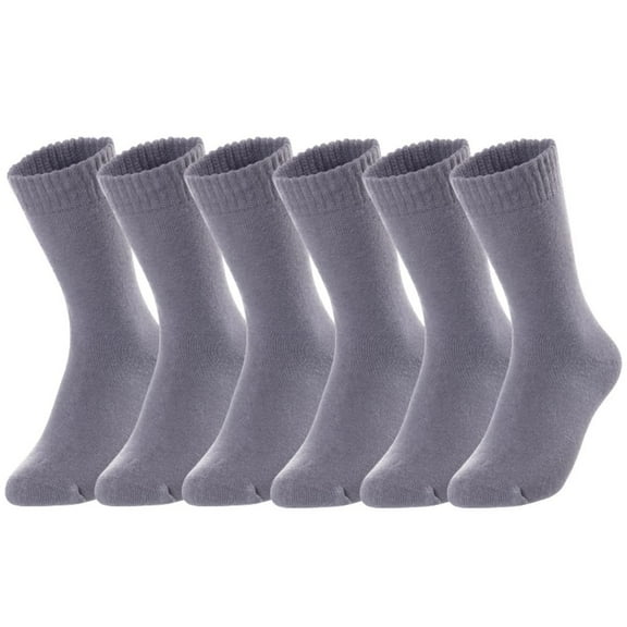 Lian LifeStyle Men's 6 Pairs Extra Thick Wool Socks Plain Color Size 9-11(Gray)