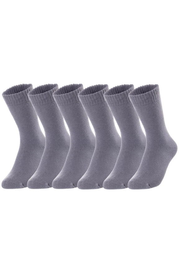 Men's 6 Pairs Extra Thick Wool Socks Plain Color Size 9-11(Gray)
