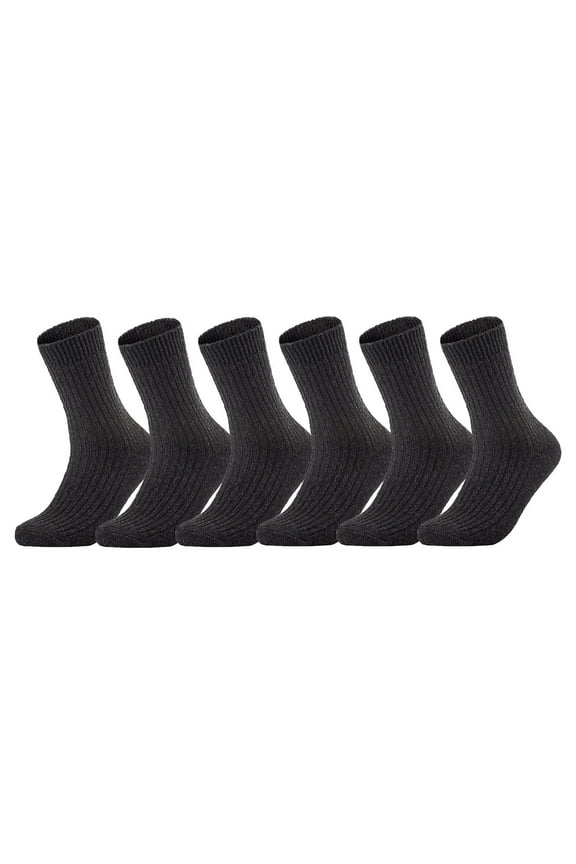 Men's 6 Pairs High-Performance, Ultralight and Great Activewear for Fun Sports Wool Crew Socks Size 6-9 FS03  Dark Gray