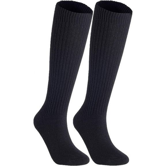 Lian LifeStyle Non Slip, Exceptional, Cozy and Cool Women's 2 Pairs Knee High Wool Crew Socks JH05 Size 6-9(Black)