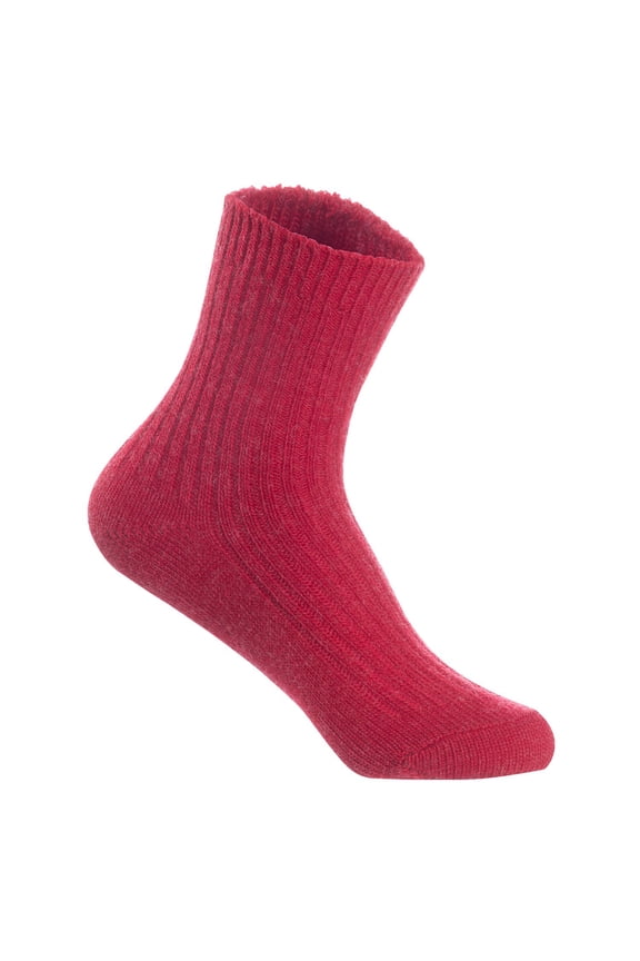 Perfect Fit, Cozy, and Comfortable Women's 1 Pair Wool Crew Socks For Healthy Feet, WLK08, Size 6-9, Color Red