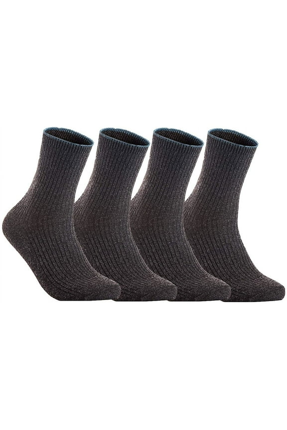Perfect Fit, Cozy, and Cute Women's 4 Pairs Wool Crew Socks With a Wide and Style HR1612 (Dark Grey)