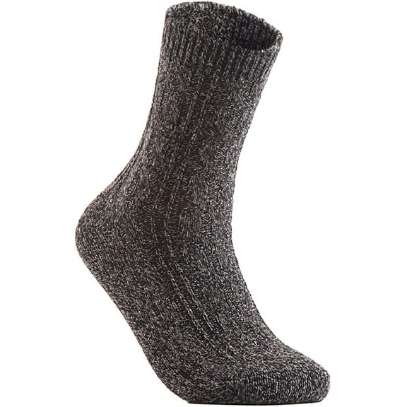 Lian LifeStyle Perfect Fit Women's 1 Pair Wool Crew Socks For Healthy Feet. Cozy, Cute, and Comfortable Size 6-9 HR1613Black