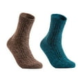 thumbnail image 1 of Lian LifeStyle Perfect Fit Women's 2 Pair's Wool Crew Socks For Healthy Feet. Cozy, Cute, and Comfortable Size 6-9 HR1613, Color Brown, Blue, 1 of 2