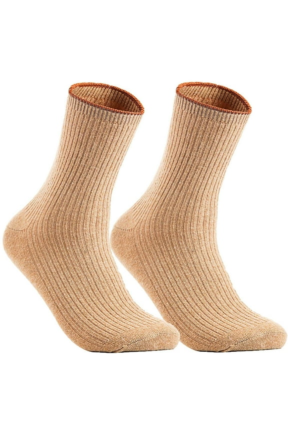 Perfect Fit Women's 2 Pairs Wool Blend Crew Socks For Healthy Feet With Wide Ranger of Colors Size 6-9(Beige)