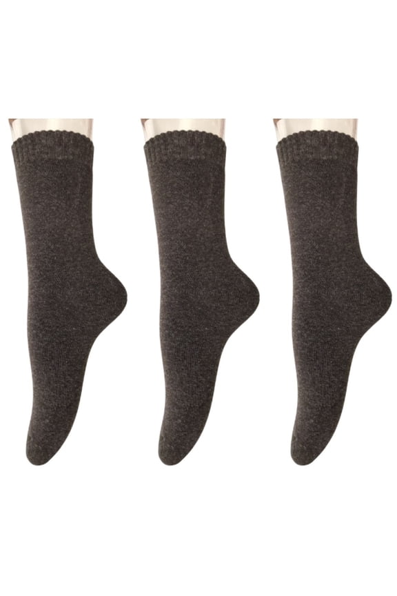 Perfect Fit Women's 3 Pairs Wool Crew Socks For Healthy Feet. Cozy, Cute, and Comfortable Size 6-9 LK1602 Coffee