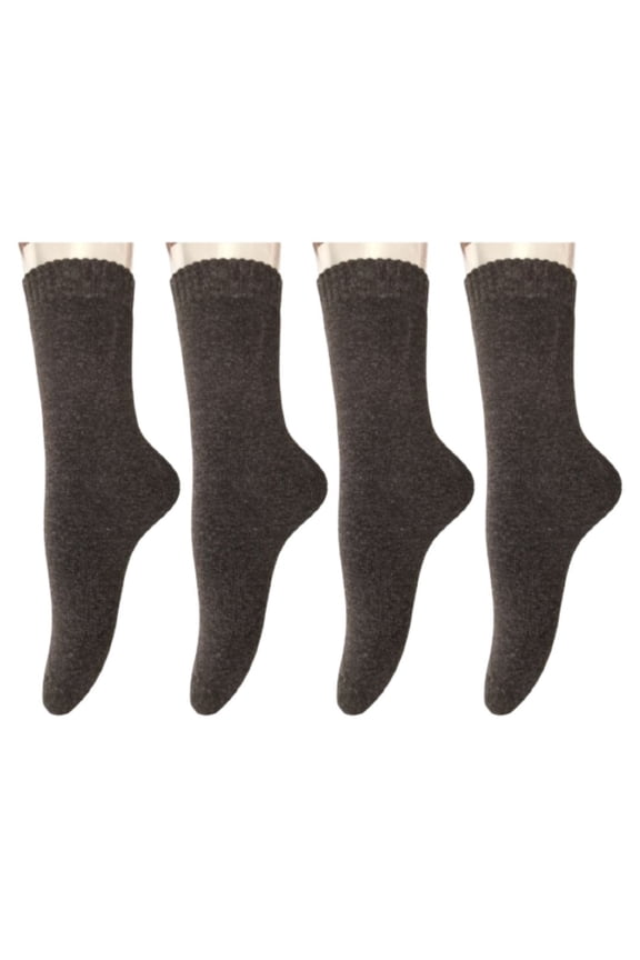Perfect Fit Women's 4 Pairs Wool Crew Socks For Healthy Feet. Cozy, Cute, and Comfortable Size 6-9 LK1602 Coffee