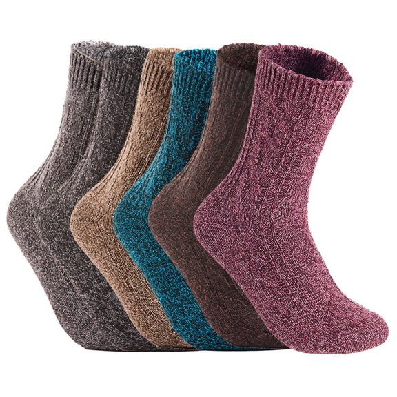 Lian LifeStyle Perfect Fit Women's 6 Pair's Wool Crew Socks For Healthy Feet. Cozy, Cute, and Comfortable Size 6-9 HR1613 Random Color