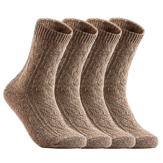 Lian LifeStyle Perfect Fit Women's 6 Pairs Wool Crew Socks For Healthy Feet. Cozy, Cute, and Comfortable Size 6-9 HR1613 Tan
