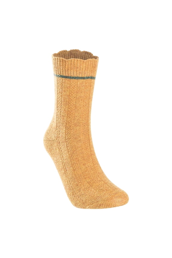 Perfect Fit Women's Wool Blend Crew Socks, Size 6-9, Camel