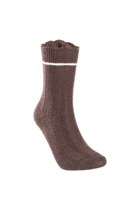 Perfect Fit Women's Wool Blend Crew Socks, Size 6-9, Chocolate
