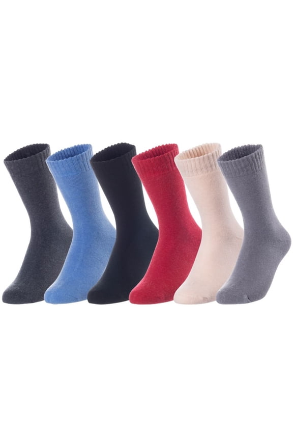 Perfect Fit, and Cozy Women's 3 Pairs Wool Blend Crew Socks For Healthy Feet With A Wide WD Plain Size 6-9Assorted Color