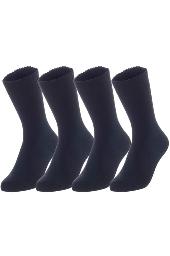 Perfect Fit, and Cozy Women's 4 Pairs Wool Crew Socks For Healthy Feet With A Wide LW1612 Size 6-9 Black