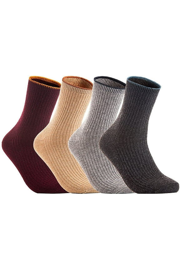 Perfect Fit, and Cozy Women's 4 Pairs Wool Crew Socks For Healthy Feet With A Wide Range Of Colors L1612 Size 6-9  No Black