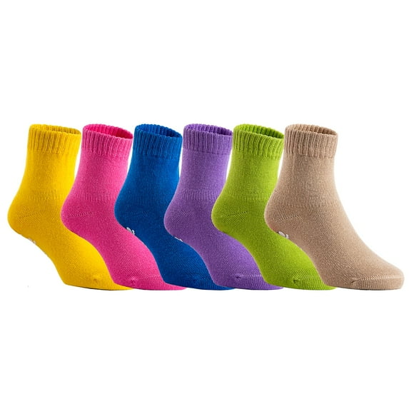Lian LifeStyle Children' 6 Pairs Cotton Crew Socks Durable Kids Socks JH007 Size 0Y-1Y Multi Color