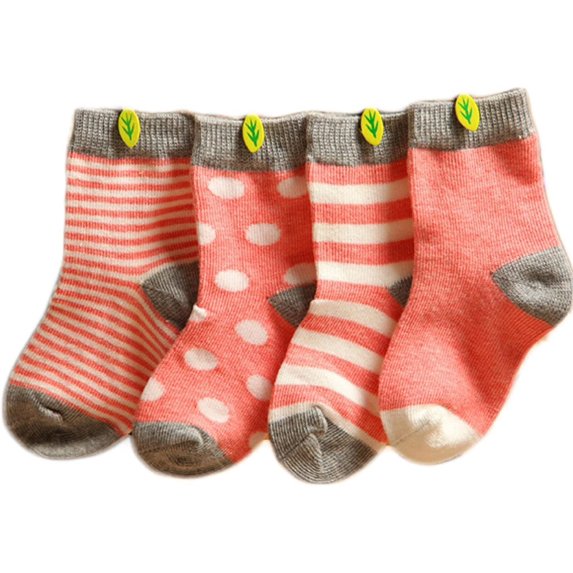Lian LifeStyle Premium, Cool, And Fun Children's 4 Pairs Lightweight and Effective Cotton Crew Socks Size 0M-6MPink